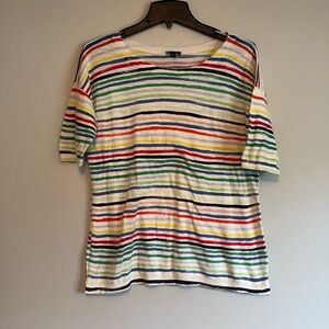 TALBOTS Rainbow Short sleeve lightweight sweater, size medium